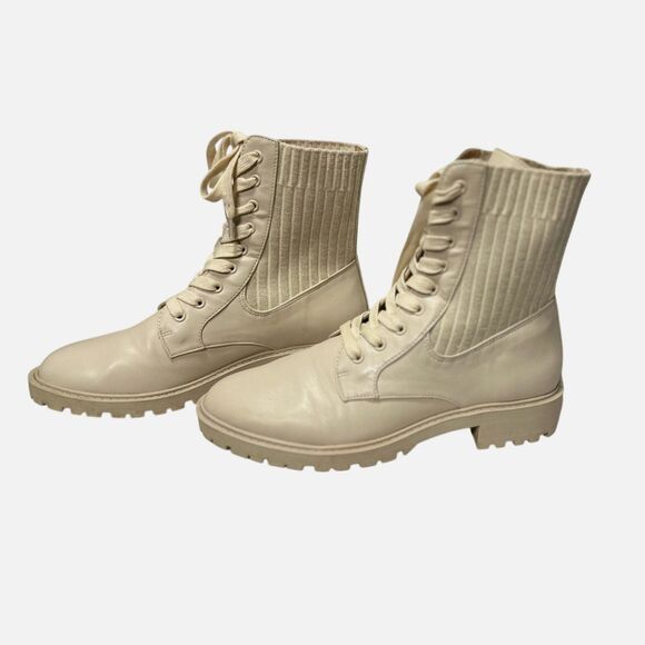 Crown & Ivy Alexis Sweater Hiker Boots Women’s Size 8 Beige Lace-Up Chunky Sole - Picture 2 of 6